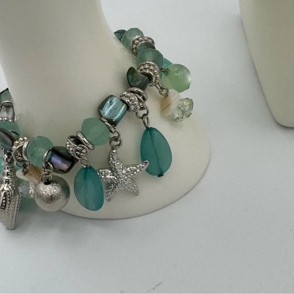 Hannah Brilliance Nautical Beach Ocean Sea Glass Sea Life Bracelet and Earrings - Picture 4 of 11